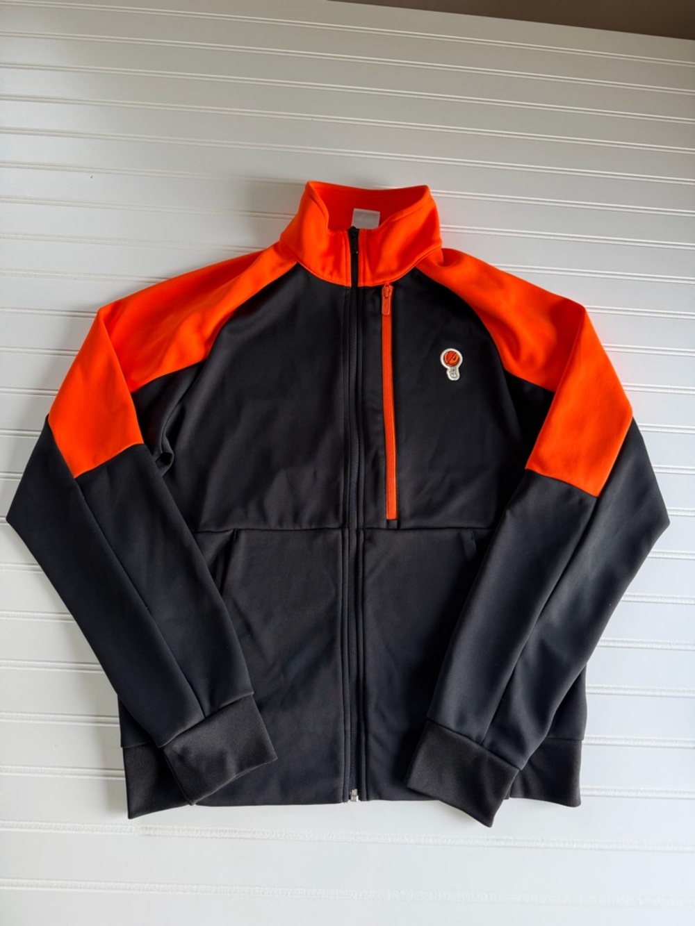 Men's Nike “Peace and Basketball” Zip Jacket Size M Black and Orange
